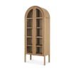 Callum Light Brown Elm Wood with Glass Doors  Arched Curio Cabinet, Cabinets & Sideboard by Mercana, 31" length x 17.7" width x 79" height thumbnail 1