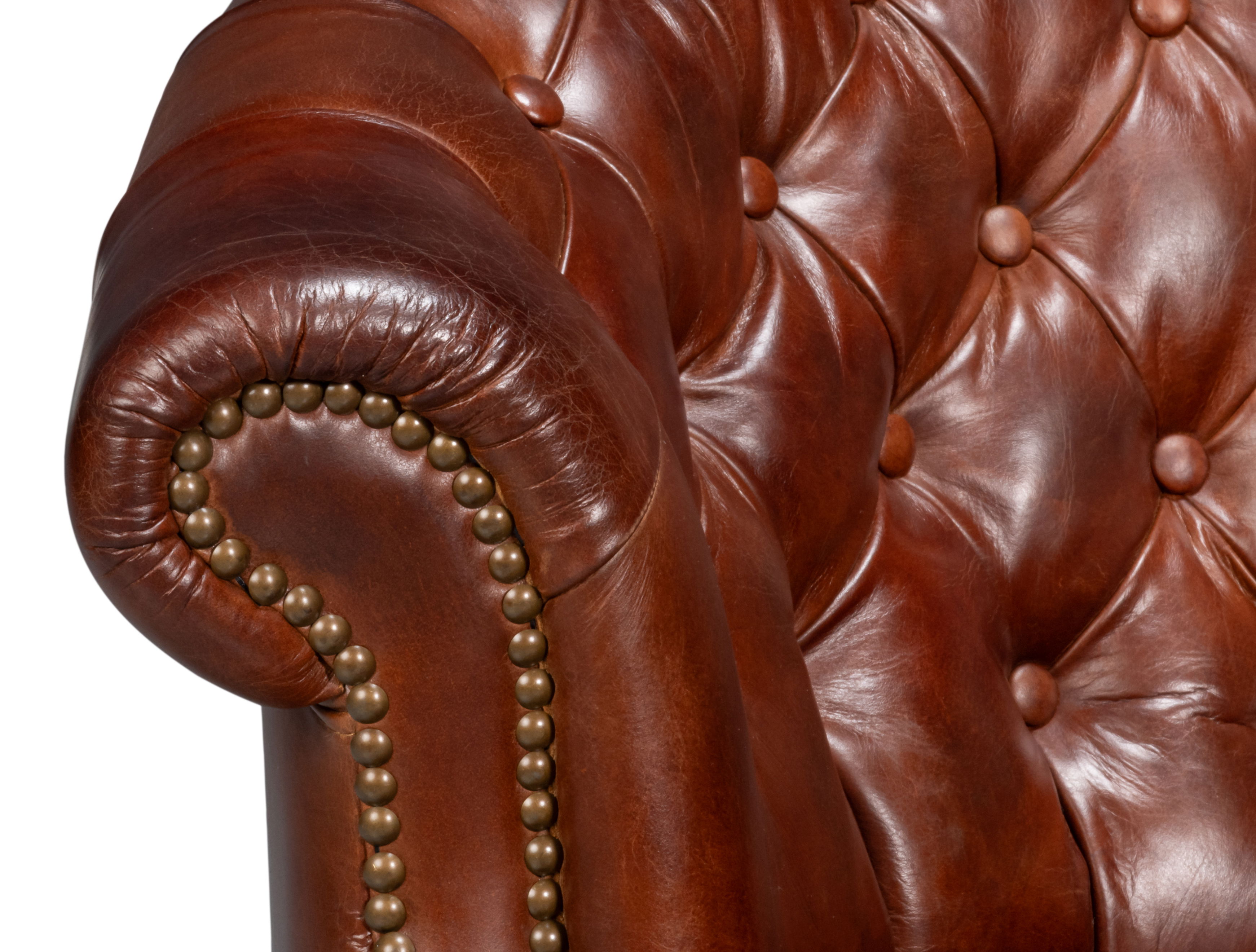 Bastian Armchair, Newark Brown Leather, Seating by Sarreid, 33" length x 33" width x 31" height View 12