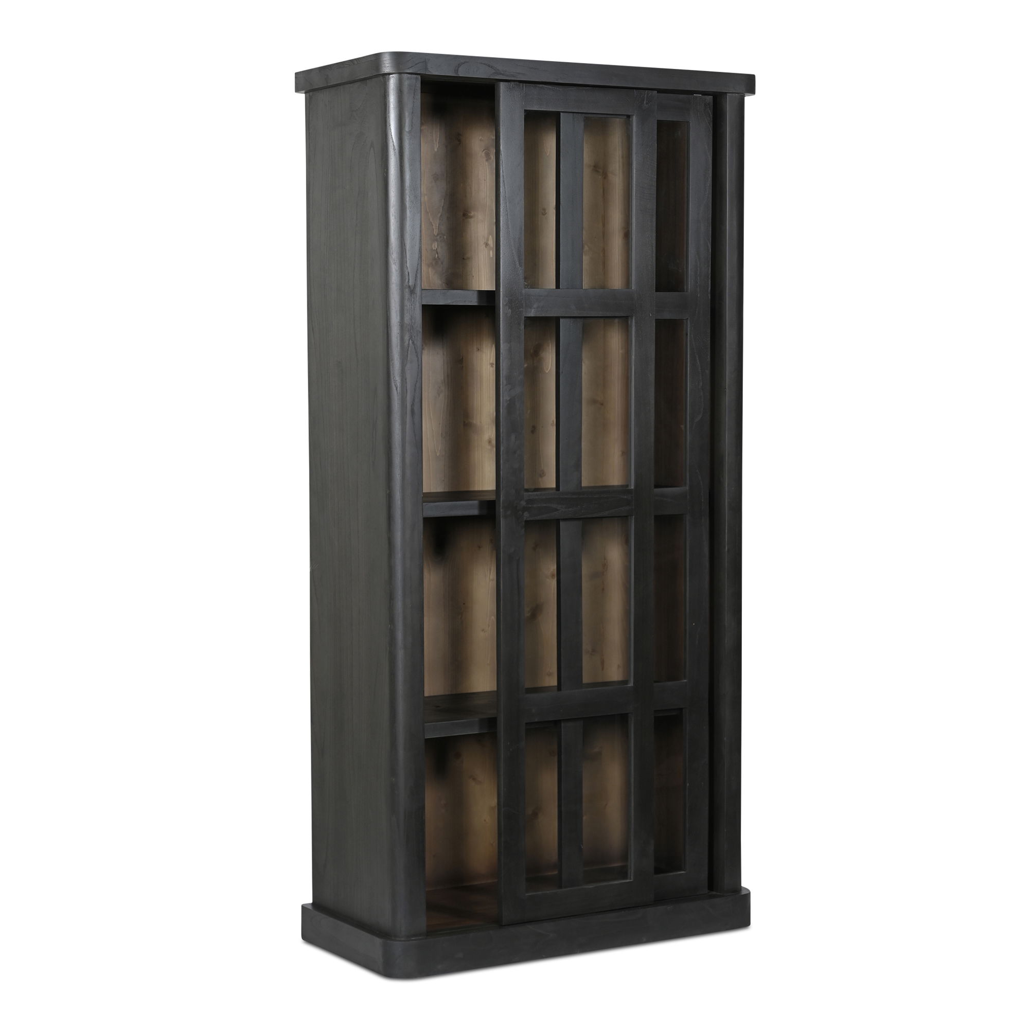 Mona Tall Cabinet Black, Cabinets & Sideboard by Moe's Home, 42" width x 86" height x 21" depth View 2