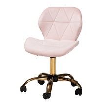 Online Designer Bedroom Baxton Studio Savara Contemporary Glam and Luxe Blush Pink Velvet Fabric and Gold Metal Swivel Office Chair