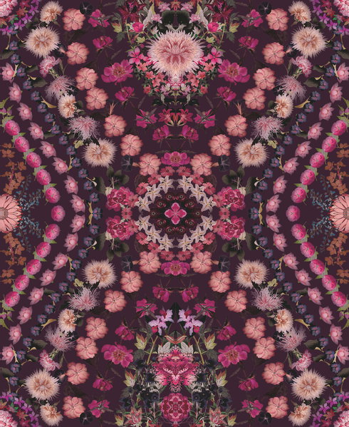 Dried Flower Kaleidoscope Pink Peel & Stick Wallpaper