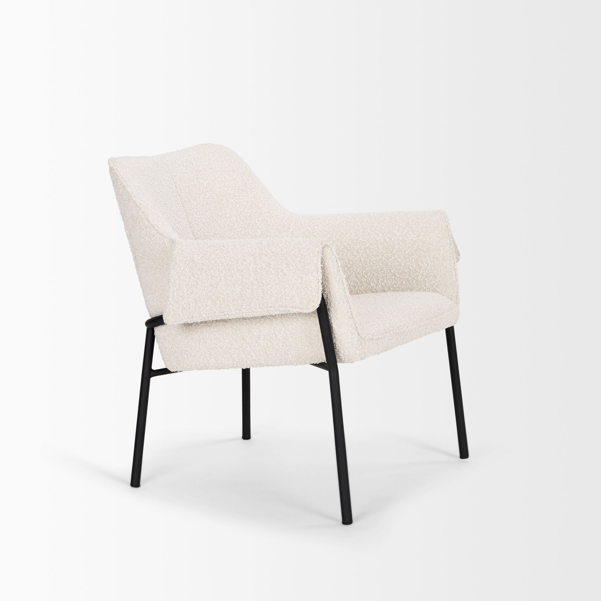 Brently Accent Chair with Cream Boucle Fabric & Matte Black Metal Legs large image 