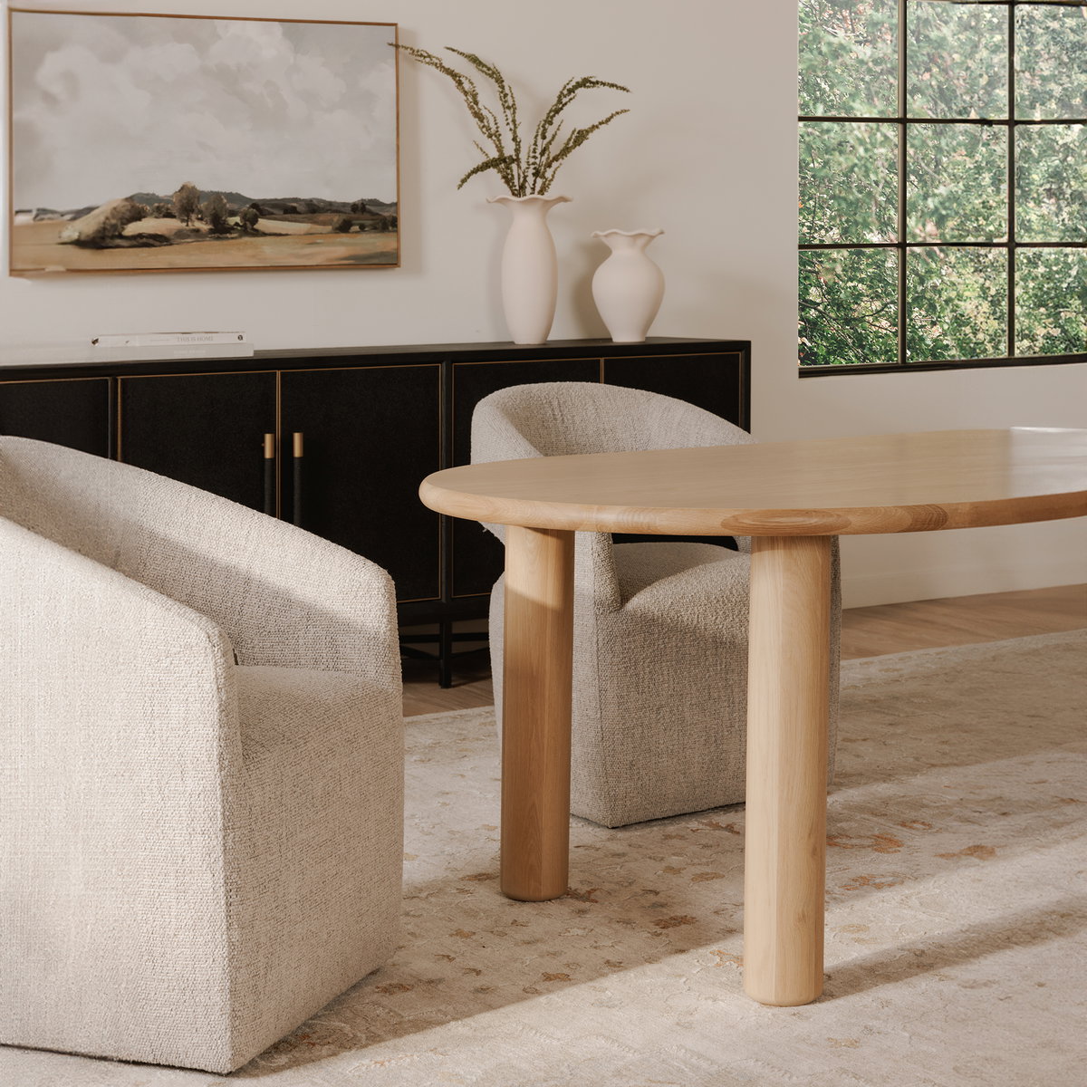 Milo Small Dining Table Oak, by Moe's Home, 78" width x 29.5" height x 39" depth View 8