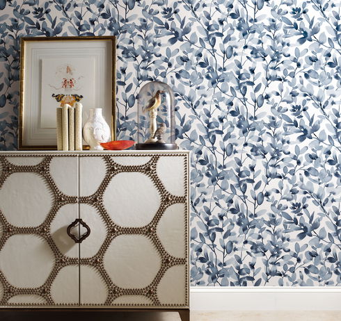 Botany Vines Blue Peel & Stick Wallpaper
