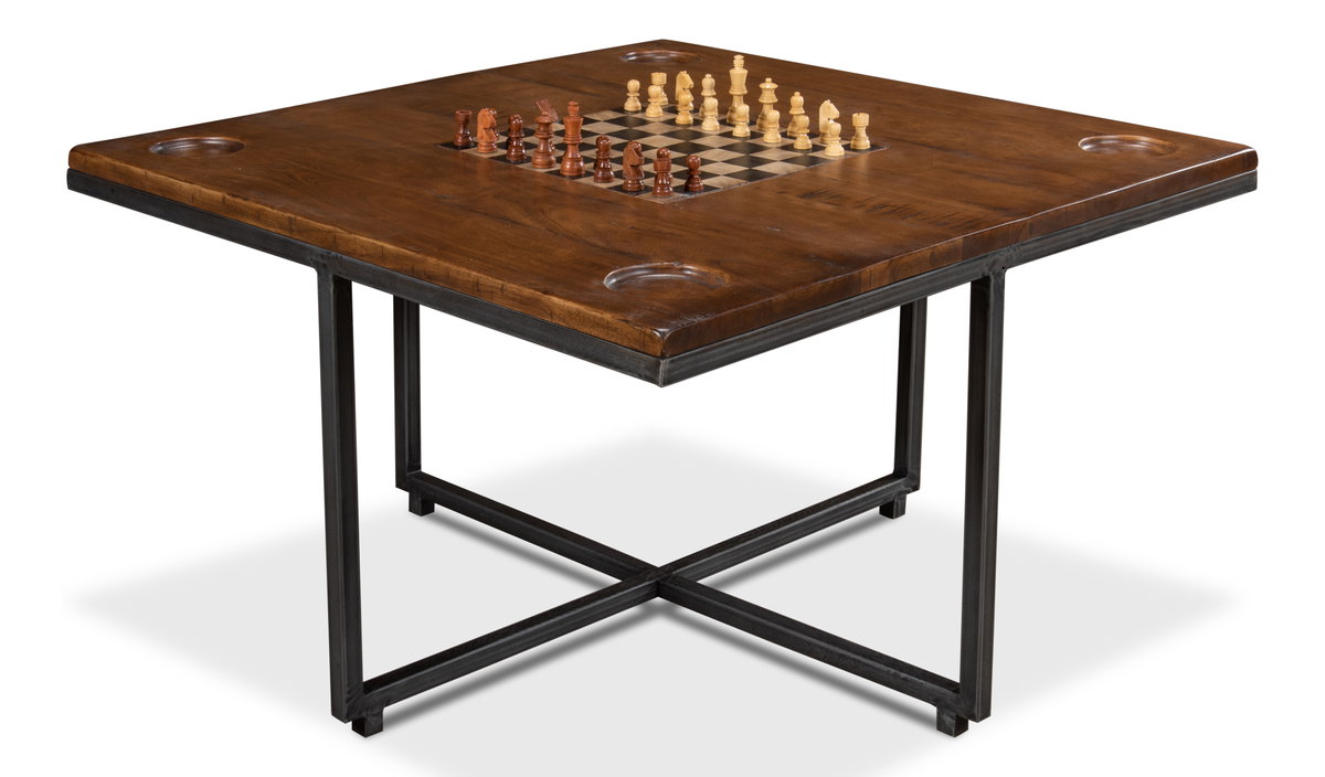Low Game Table With Four Stools, by Sarreid, 3' length x 3' width x 1'10" height View 3