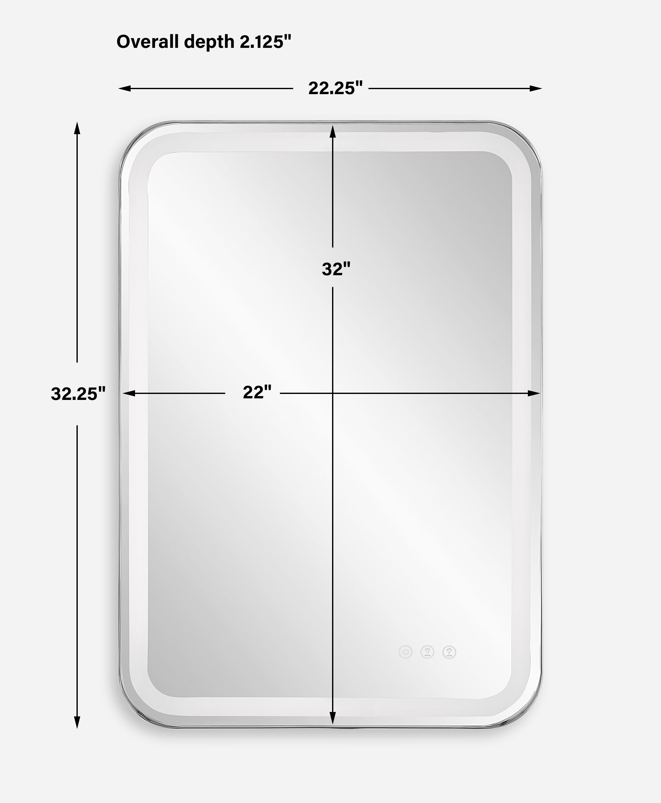 Crofton Lighted Nickel Vanity Mirror, by Uttermost, 22.25" width x 32.25" height x 2.12" depth View 3