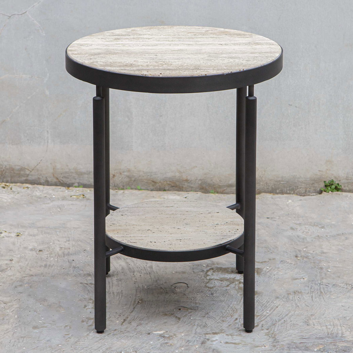 Dauntless Travertine Side Table, Side & End Table by Uttermost, 19" width x 24" height x 19" depth View 4