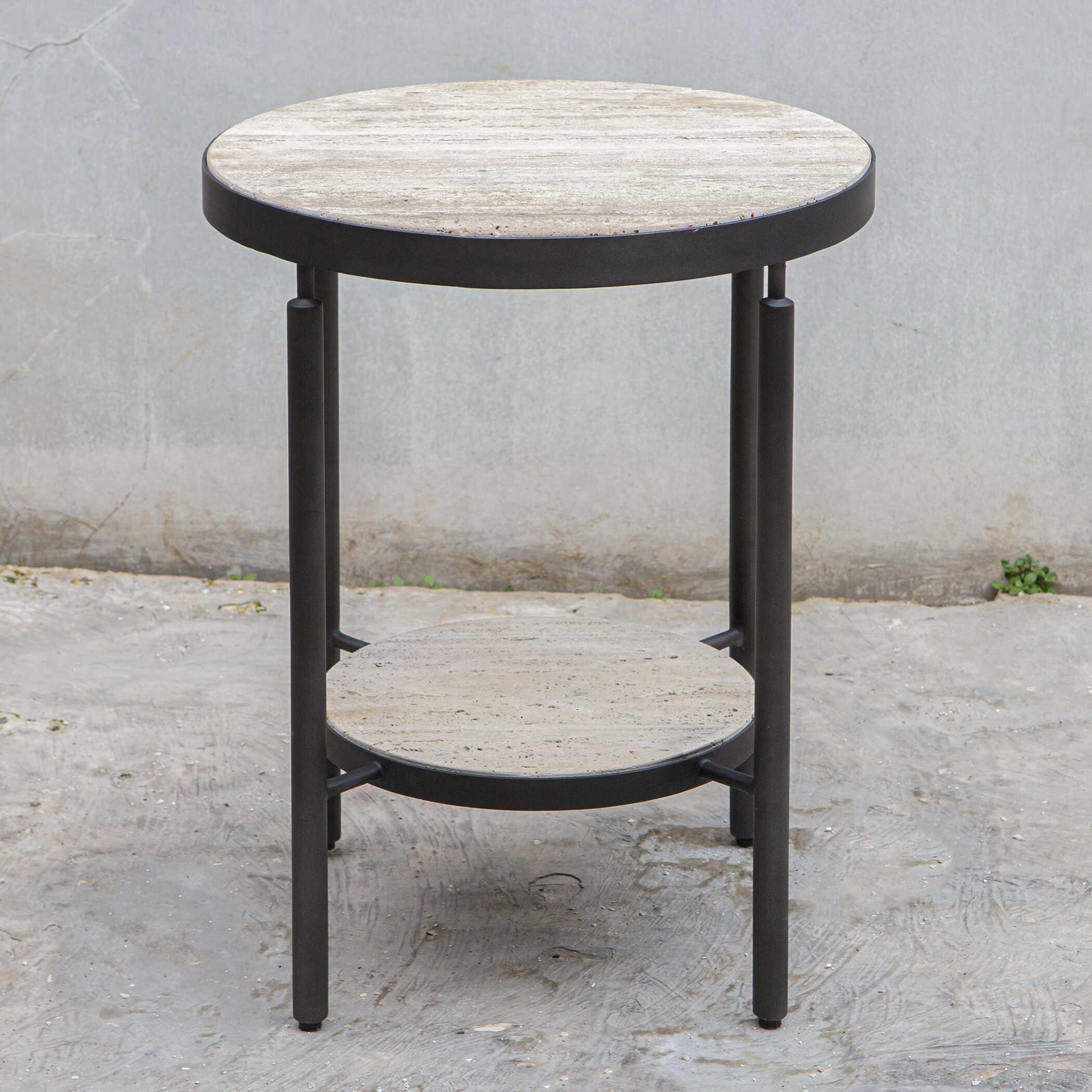 Dauntless Travertine Side Table large image 