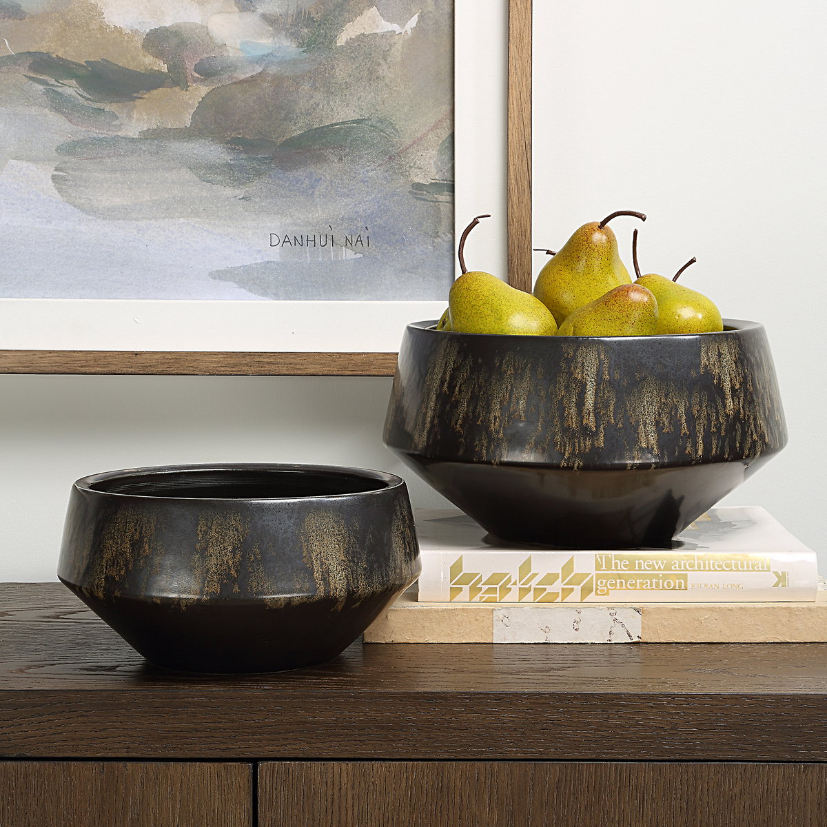 Bronze Duo Vases Set/2, by Uttermost, 11" width x 5.5" height x 11" depth View 2