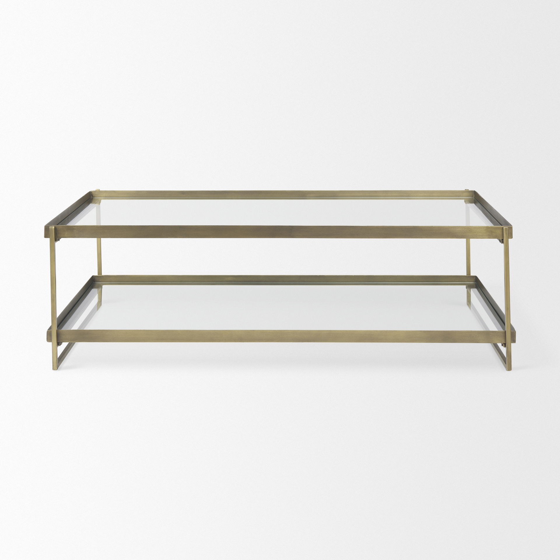 Trey  Gold Metal with Glass Coffee table, by Mercana, 56" length x 32" width x 17" height View 3