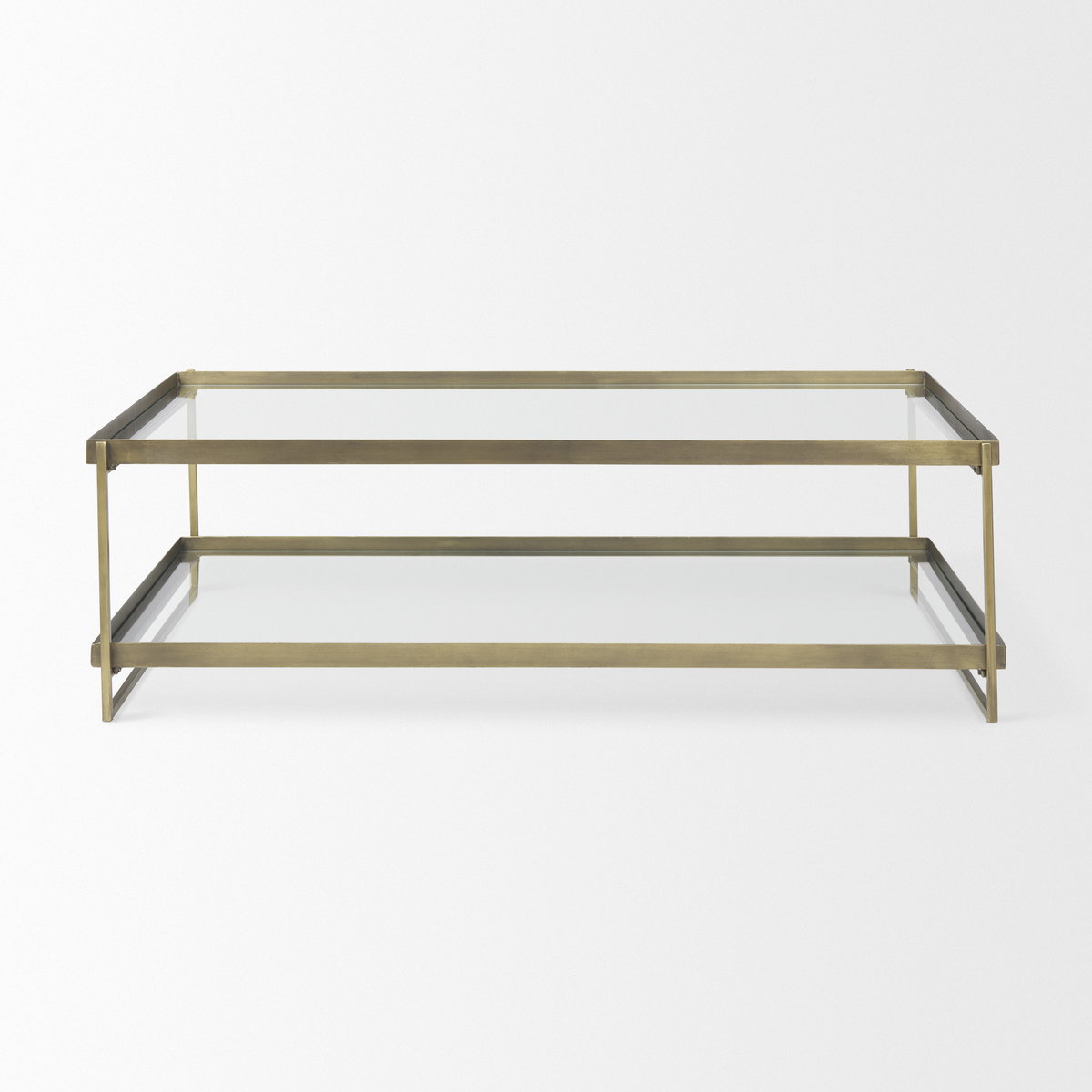 Trey  Gold Metal with Glass Coffee table, by Mercana, 56" length x 32" width x 17" height View 3