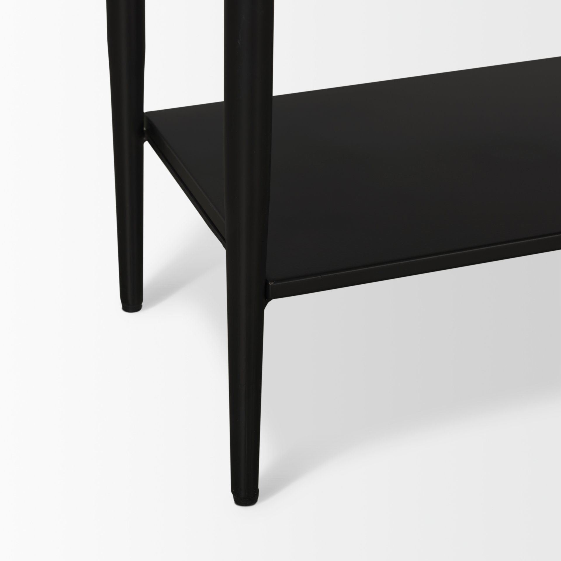 Amika White Marble Top Black Metal Base Console Table large image 