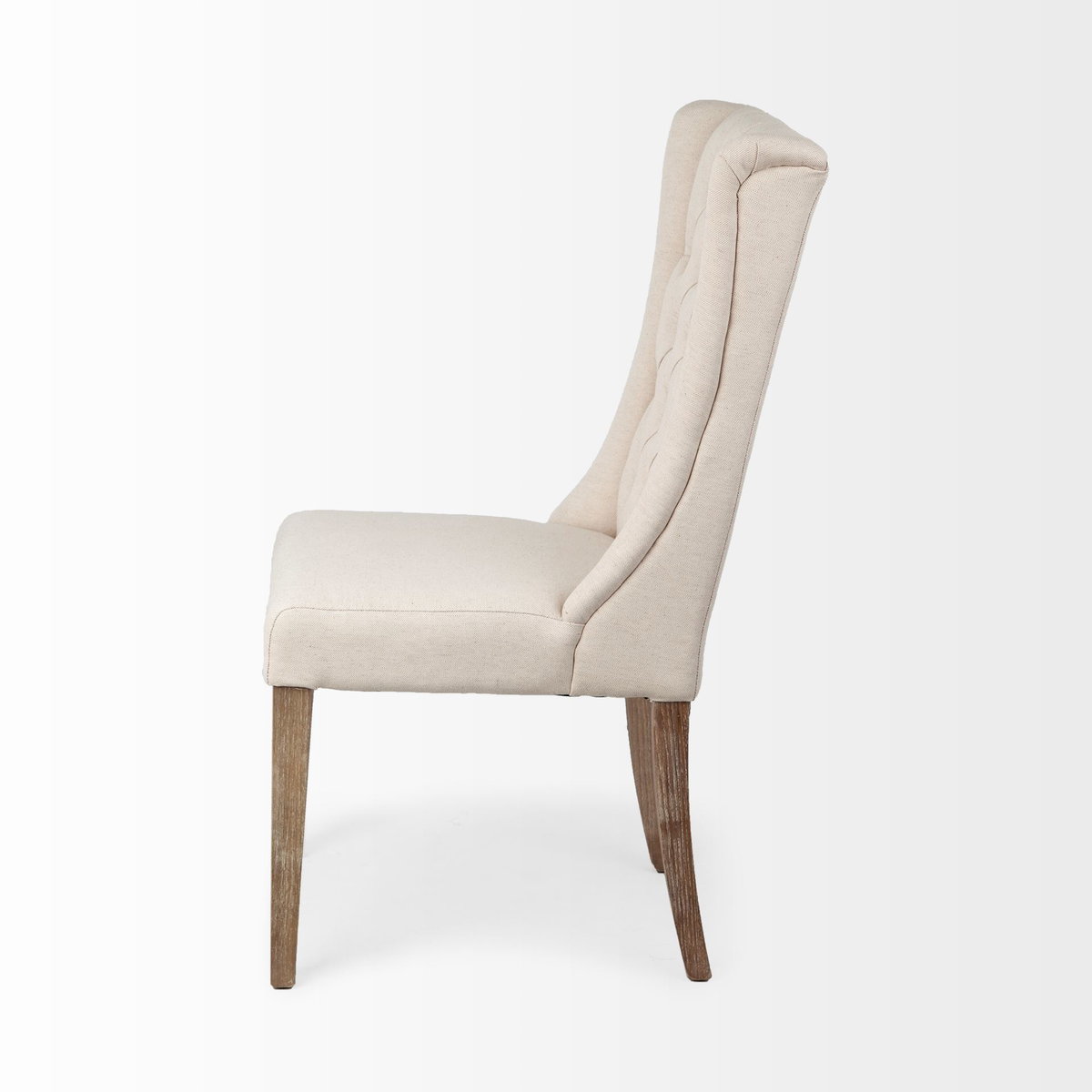 Mackenzie High-Back Dining Side Chair | Cream Plush Linen with Ash Wood, Dining Chair by Mercana, 24.75" length x 20.47" width x 40.34" height View 5