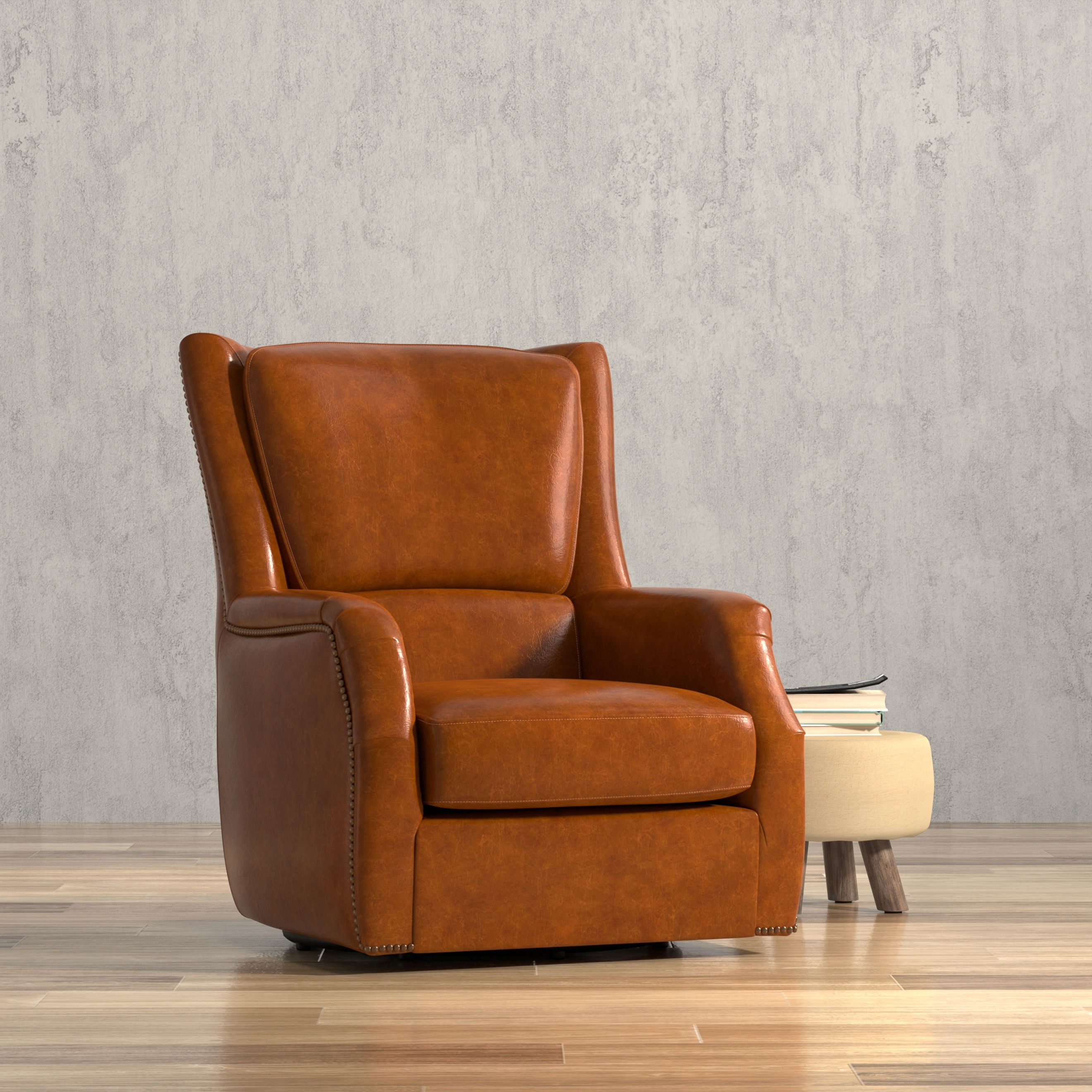 Baker Leather Swivel Chair,Havana Lthr large image 