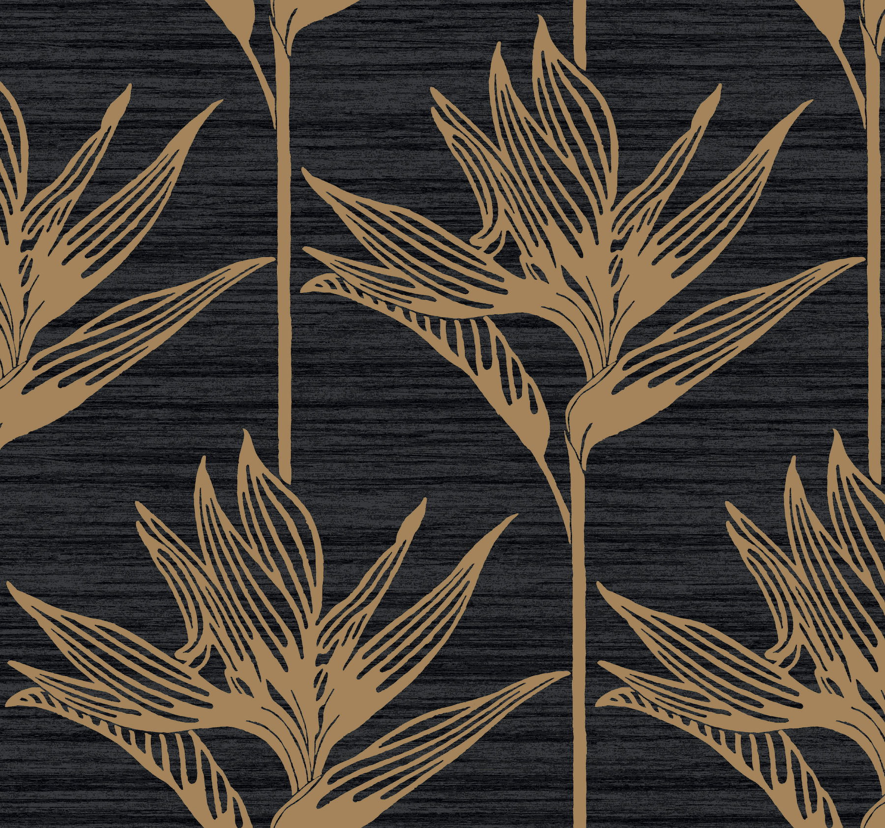 Bird of Paradise Black & Gold Wallpaper large image 