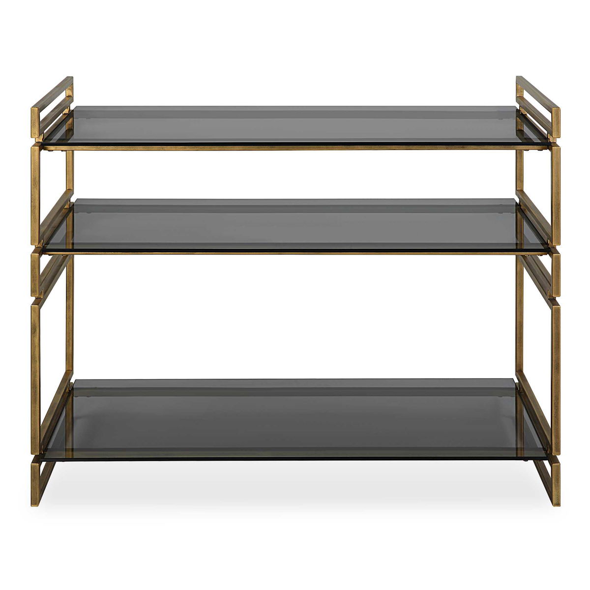 Stacked Up Gray Glass Console Table, by Uttermost, 40.25" width x 32.5" height x 16" depth View 1