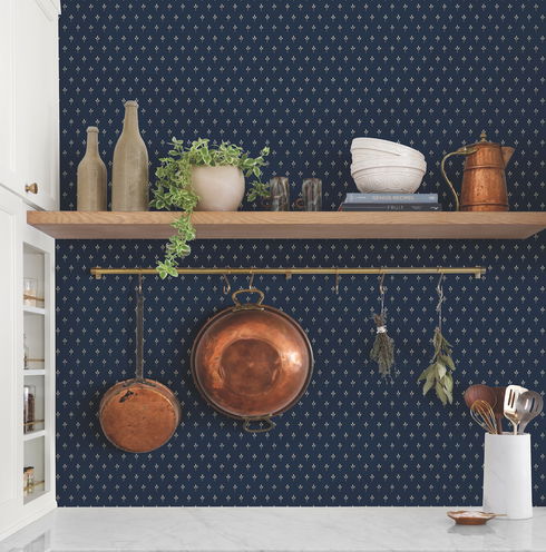 Charm Navy Wallpaper