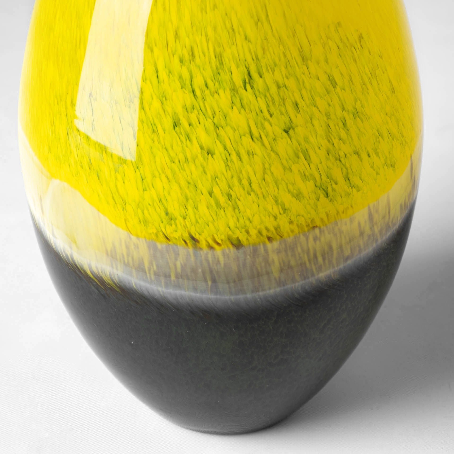 Jasse Large Yellowith Gray Ombre Glass Vase, by Mercana, 7.09" length x 7.09" width x 20.67" height View 9