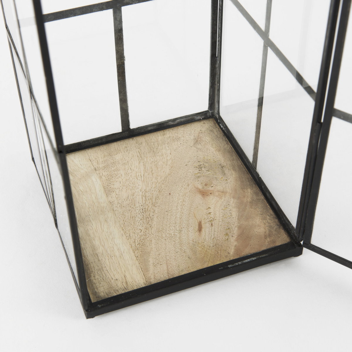 Gamfield  Large Black Metal and Glass Lantern, Lighting by Mercana, 6.1" length x 6.1" width x 16.73" height View 11