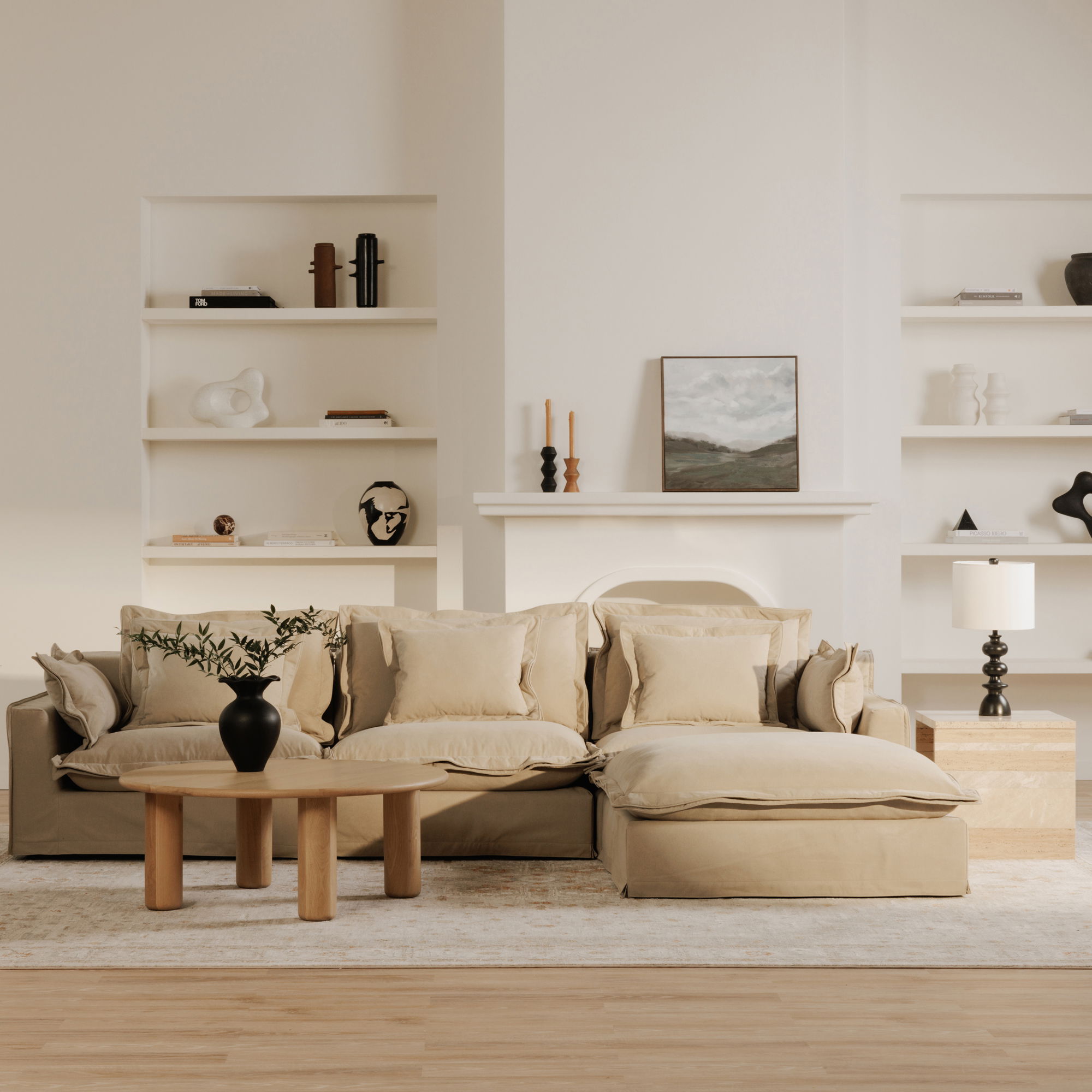 Olivia Slipper Chair Sand large image 