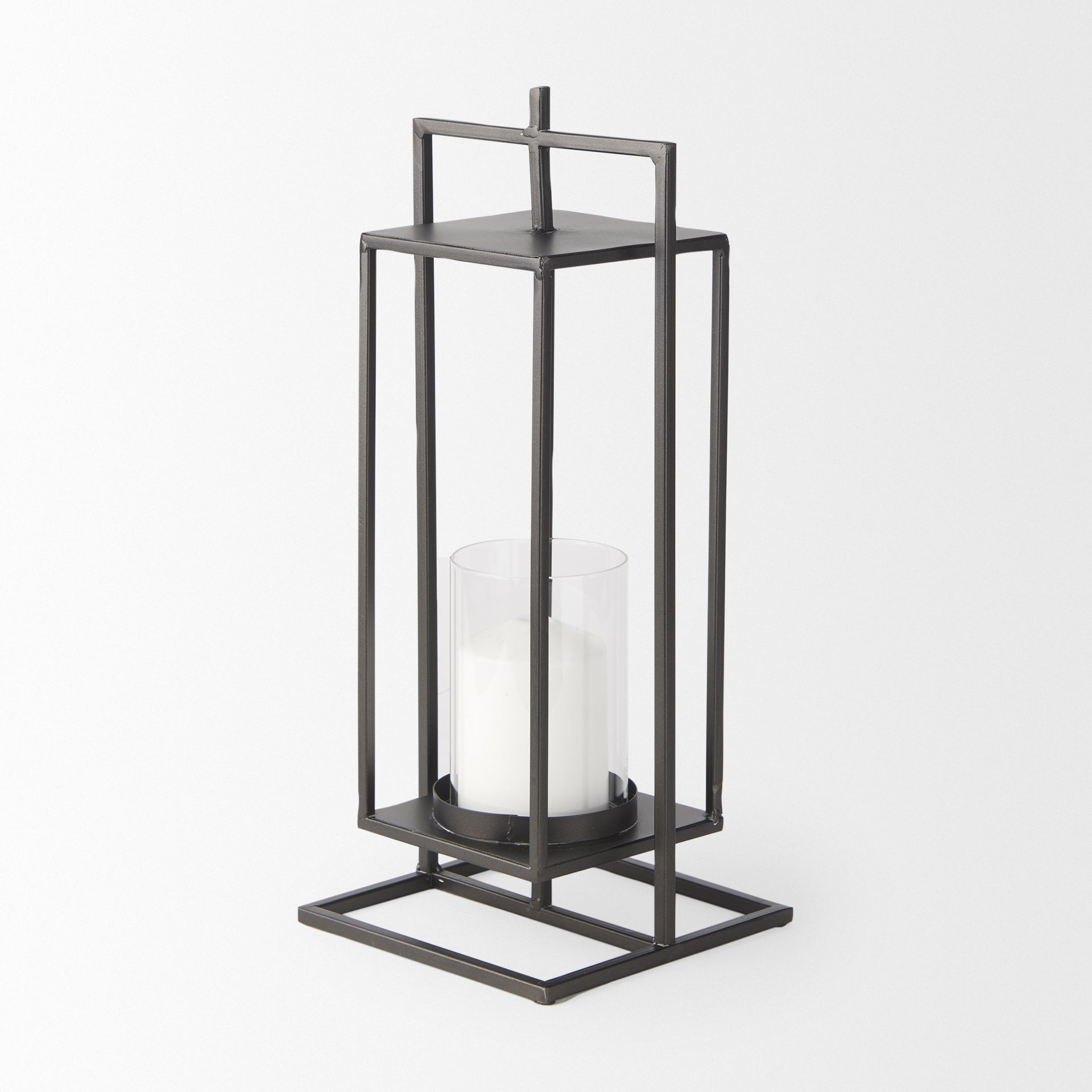Albus II Small Black Metal Rectangular Table Candle Holder large image 