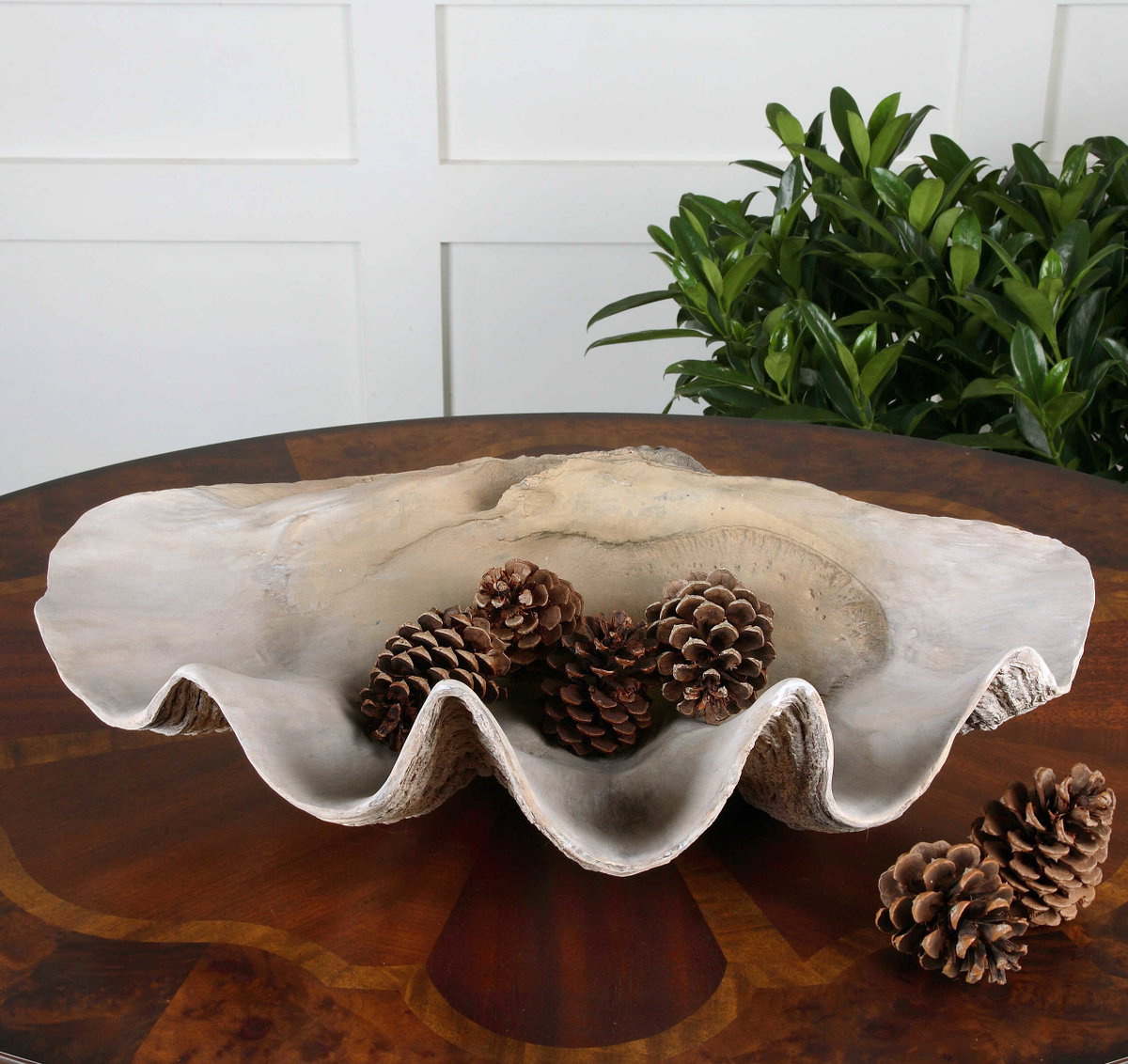 Clam Shell Bowl, Decorative Tray by Uttermost, 22.64" width x 6.69" height x 13.98" depth View 3