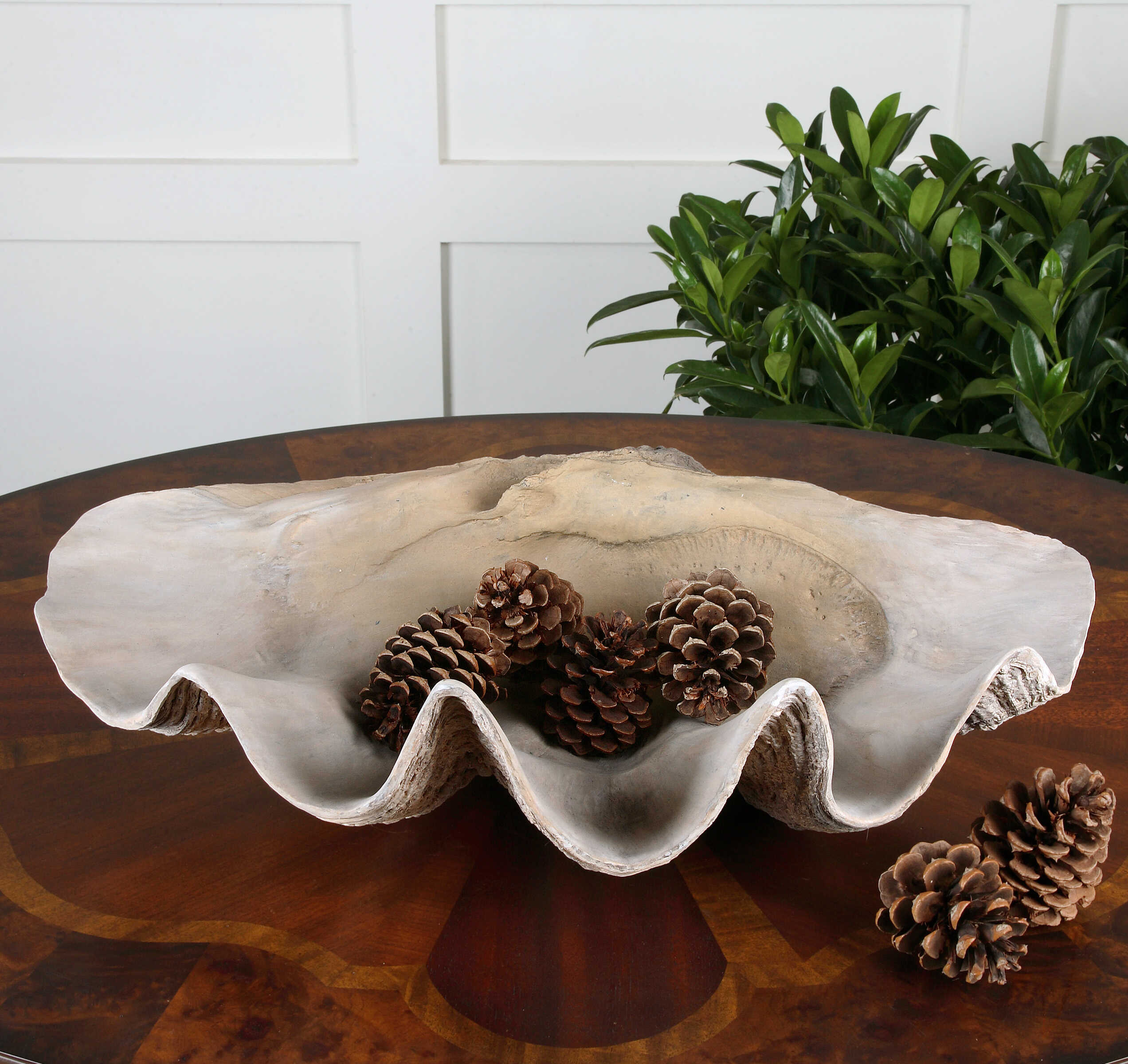 Clam Shell Bowl, Decorative by Uttermost, 22.64" width x 6.69" height x 13.98" depth View 3