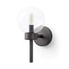 Boltern II 6x12 Black Toned Glass Globe Wall Sconce, by Mercana, 6" length x 6" width x 12" height thumbnail 1