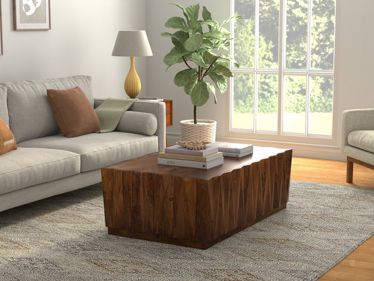 Denali Rectangle Cocktail Table, by Sarreid, 2'8" length x 4'6" width x 1'6" height View 14