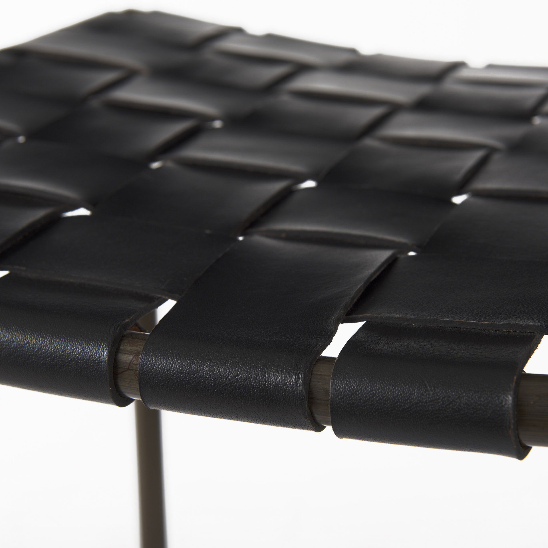 Clarissa 18.0L x 16.0W x 30.25H Black Woven Leather Seat with Gold Frame Bar Stool, Counter & Bar Stool by Mercana, 18" length x 16" width x 30" height View 8