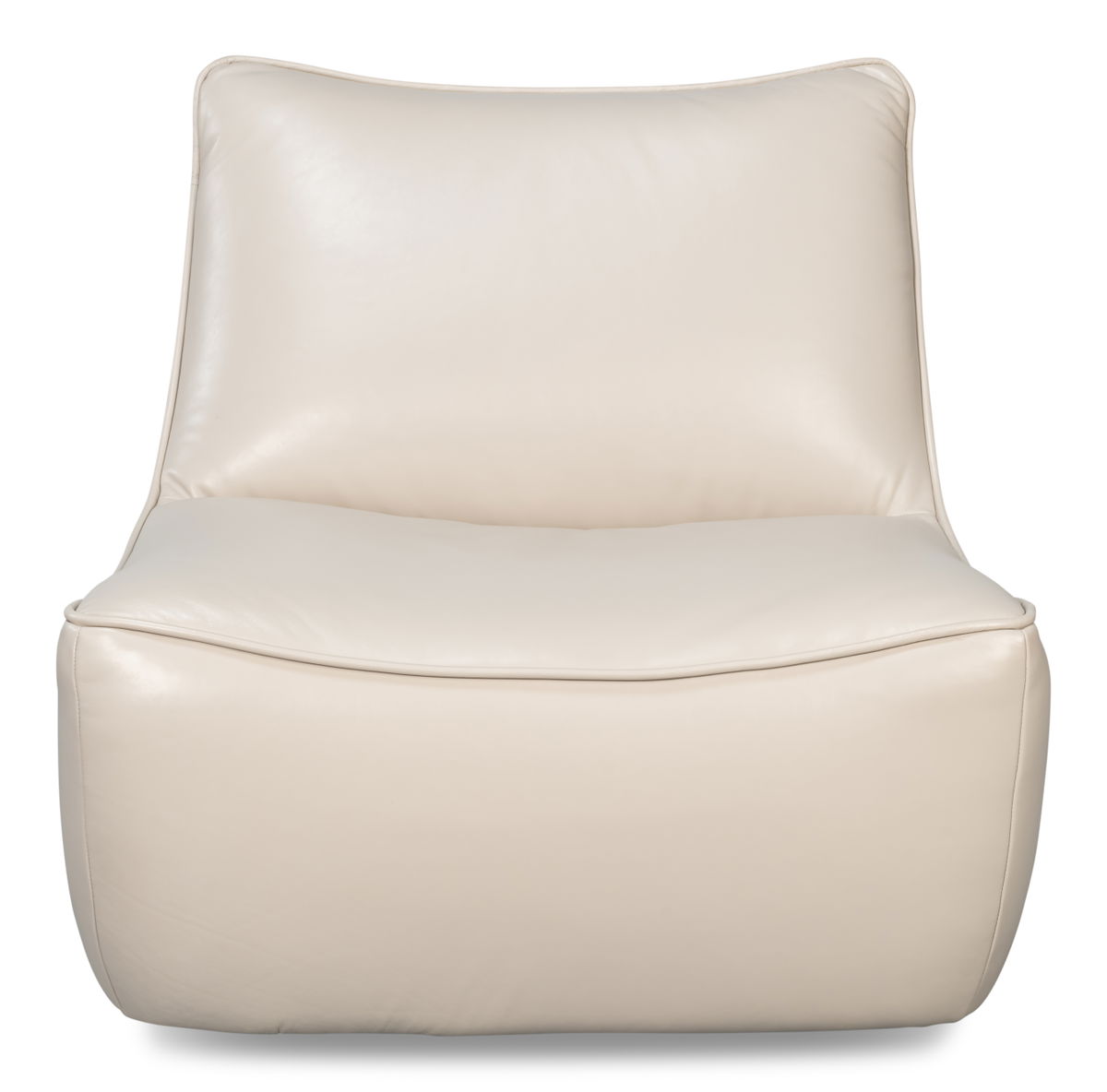 Kennett Swivel Chair Crystal White Leath, by Sarreid, 3' length x 2'9" width x 2'9" height View 2