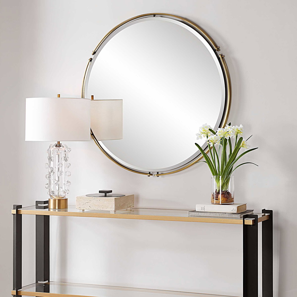 Wesley Round Mirror, by Uttermost, 38.25" width x 38.25" height x 1.5" depth View 3