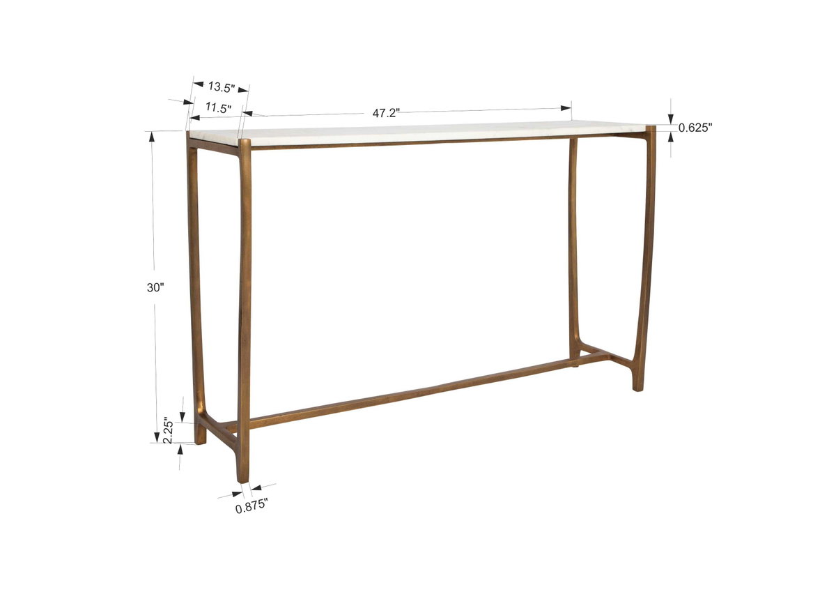 Affinity White Marble Console Table, by Uttermost, 47" width x 30" height x 13" depth View 3