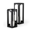 Balley  Set of Two Matte Black Metal Hexagonal Candle Holder Lanterns, Lighting by Mercana, 9.45" length x 9.45" width x 19.69" height thumbnail 1