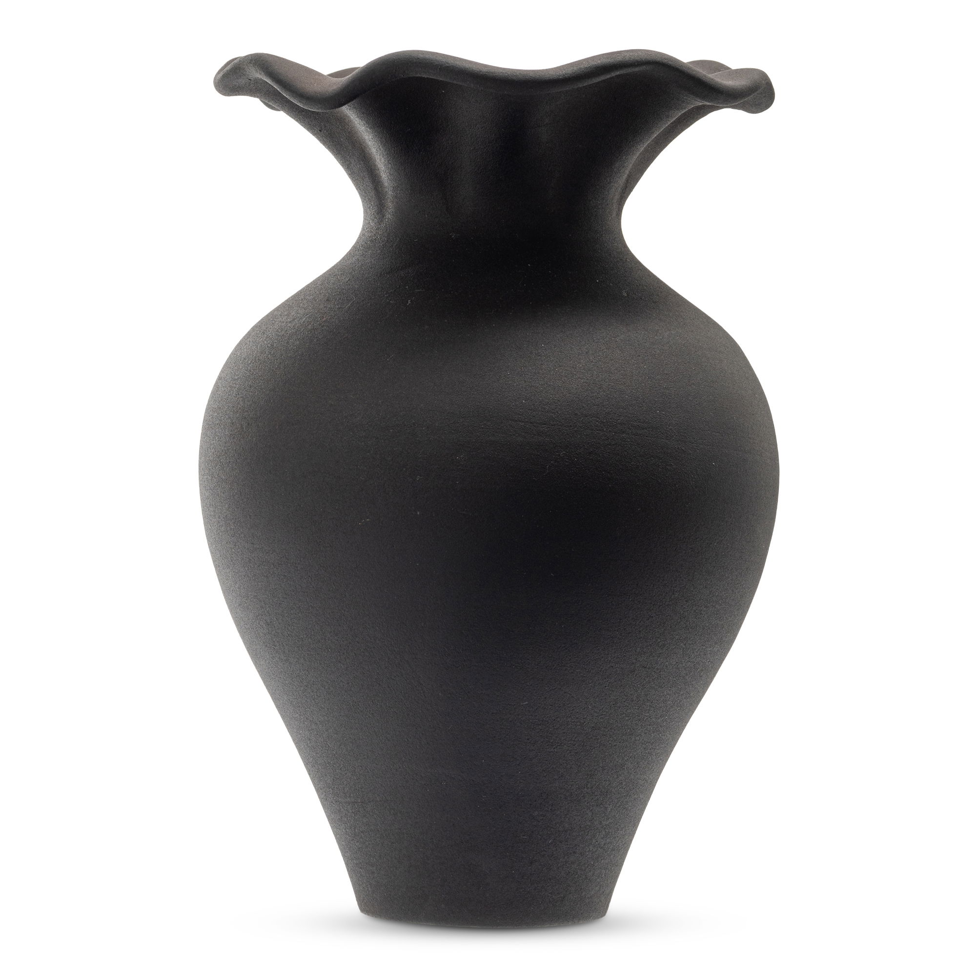 Ruffle 12 Inch Decorative Vessel Black large image 