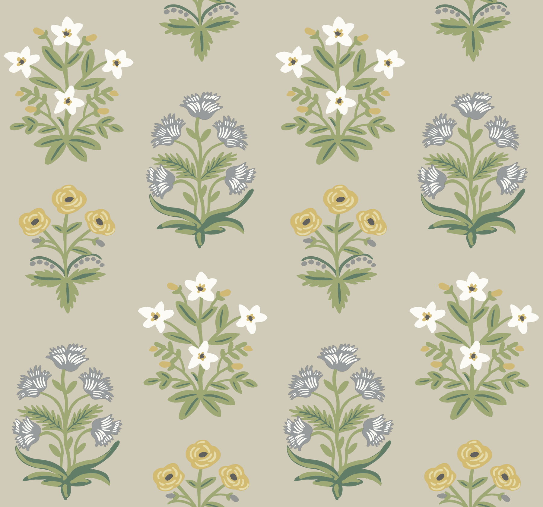 Mughal Rose Beige & Purple Wallpaper large image 