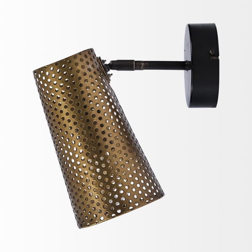 Wesley I 11x10.2 Gold Toned Perforated Metal Cone Wall Sconce