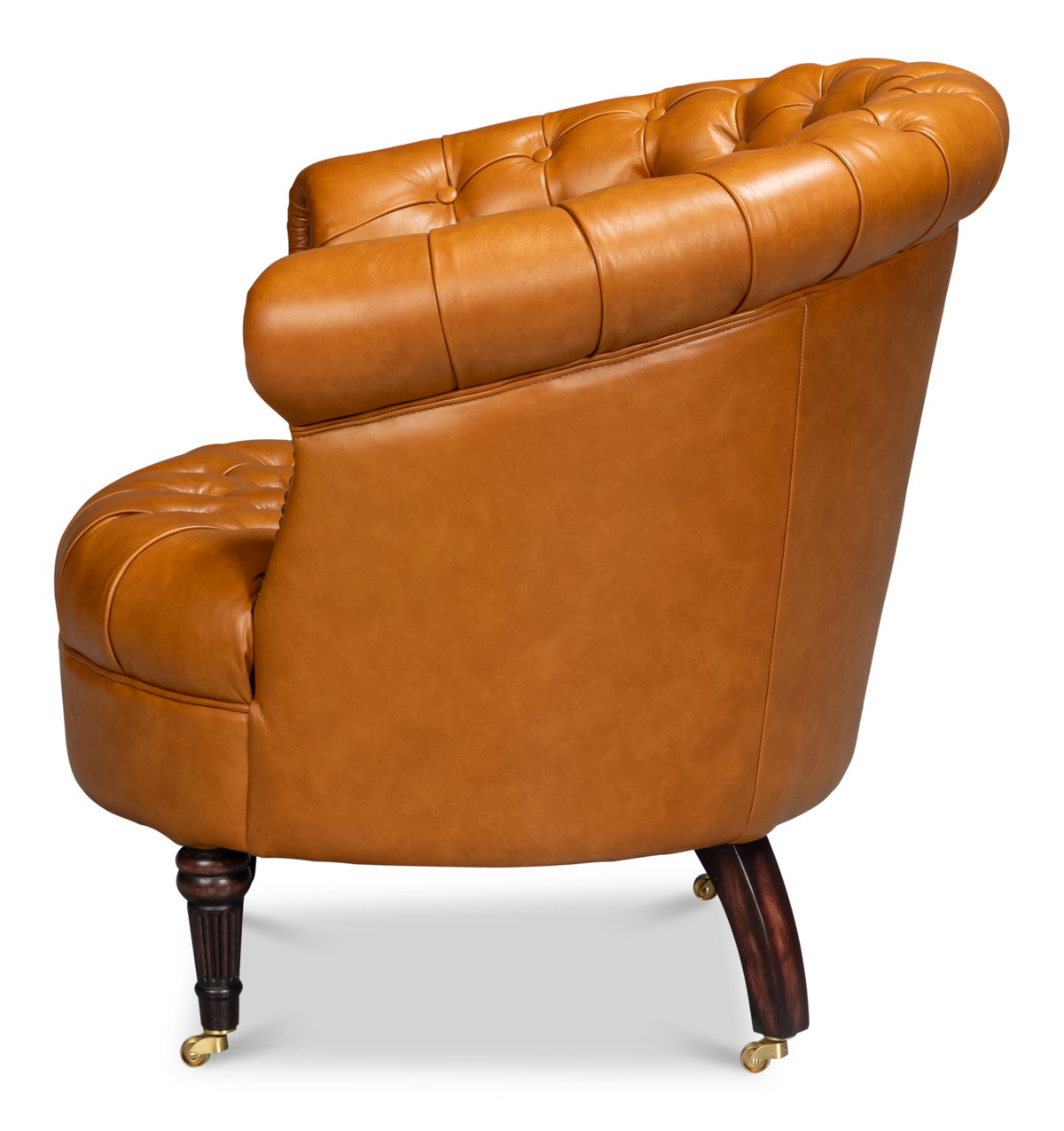 Bastian Armchair, Tan Brown Leather, Seating by Sarreid, 33" length x 33" width x 31" height View 9
