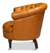 Bastian Armchair, Tan Brown Leather, Seating by Sarreid, 33" length x 33" width x 31" height thumbnail 9