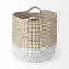 Maddie (Set of 3) Light Brown with White Dipped Seagrass Round Basket  with Handles, Bins & Basket by Mercana, 15.75" length x 15.75" width x 17.32" height thumbnail 4