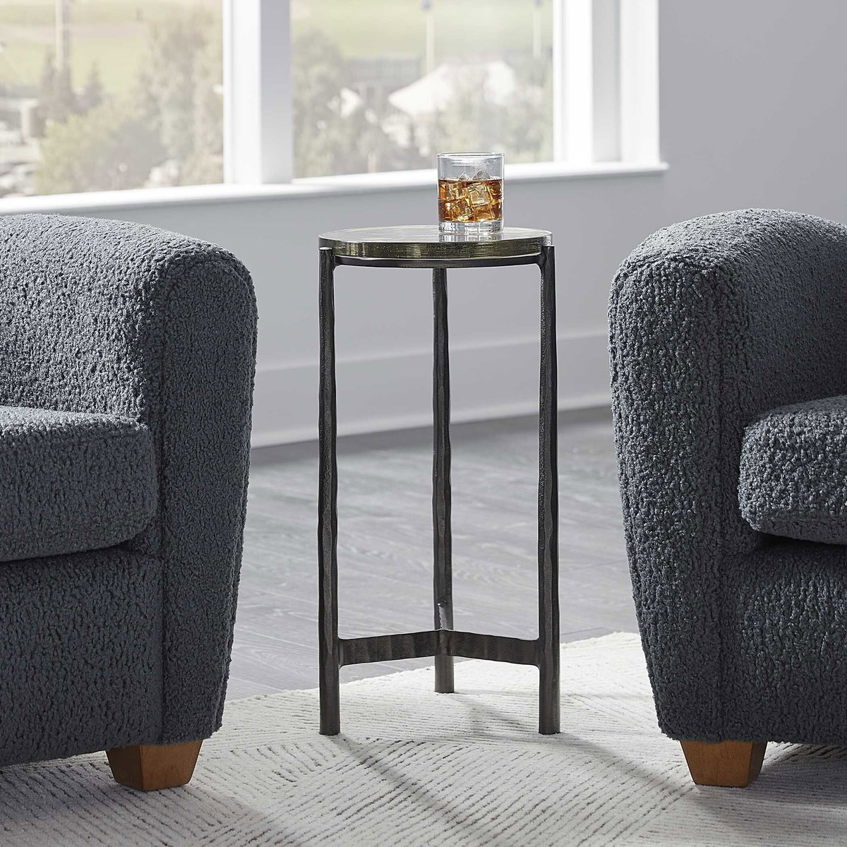 Eternity Iron & Glass Accent Table, Side & End Table by Uttermost, 12" width x 22.5" height x 12" depth View 4