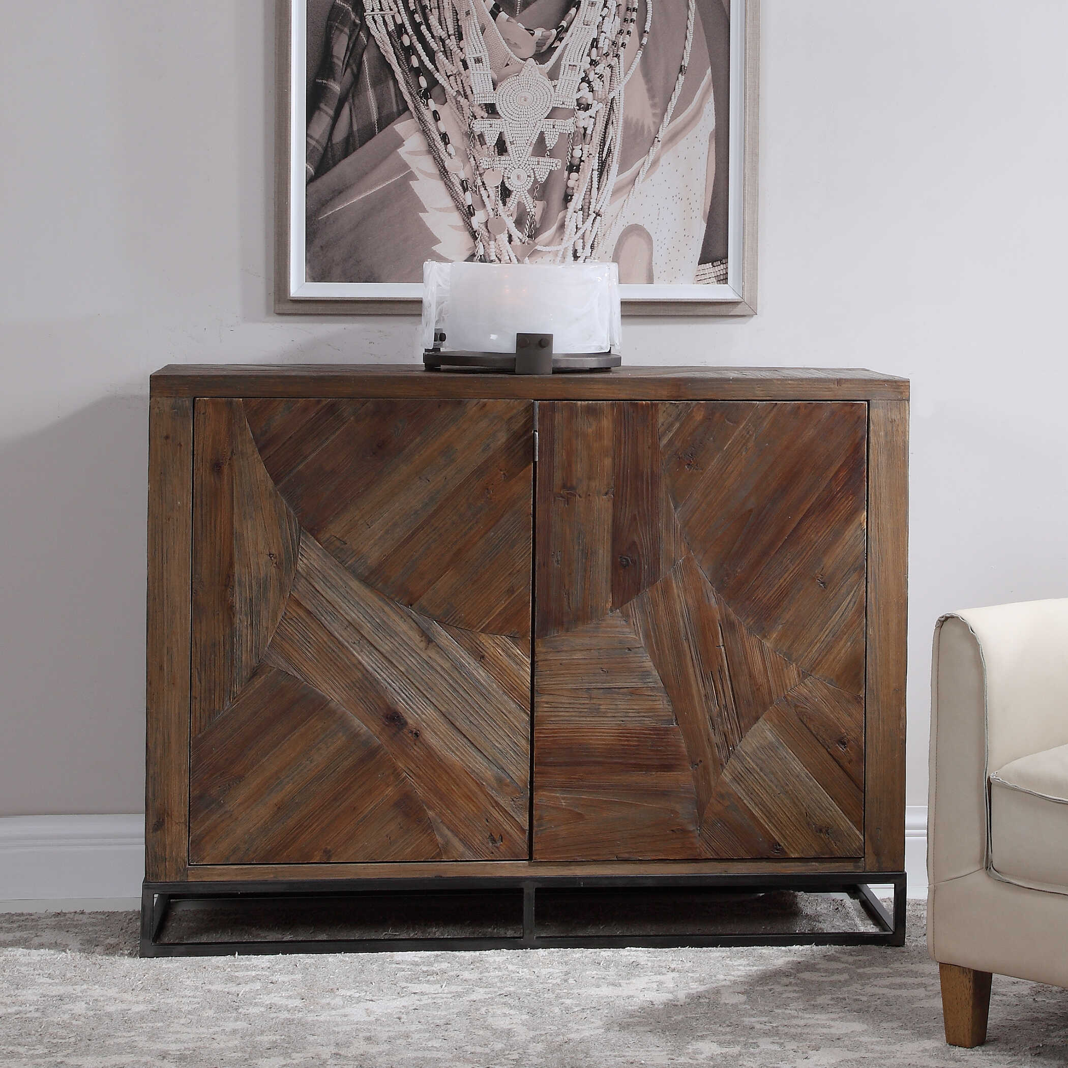 Evros Reclaimed Wood 2 Door Cabinet, Furniture by Uttermost, 52" width x 39" height x 18" depth View 4