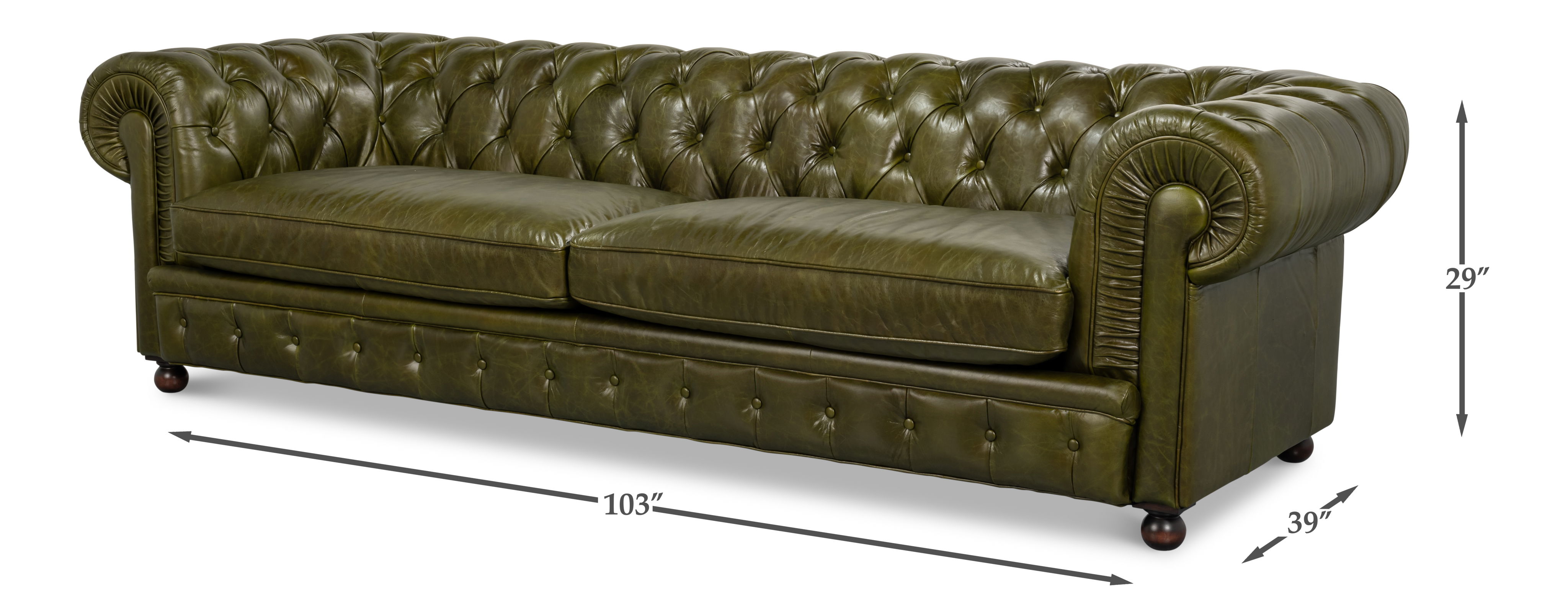Savile Leather Sofa, Green large image 