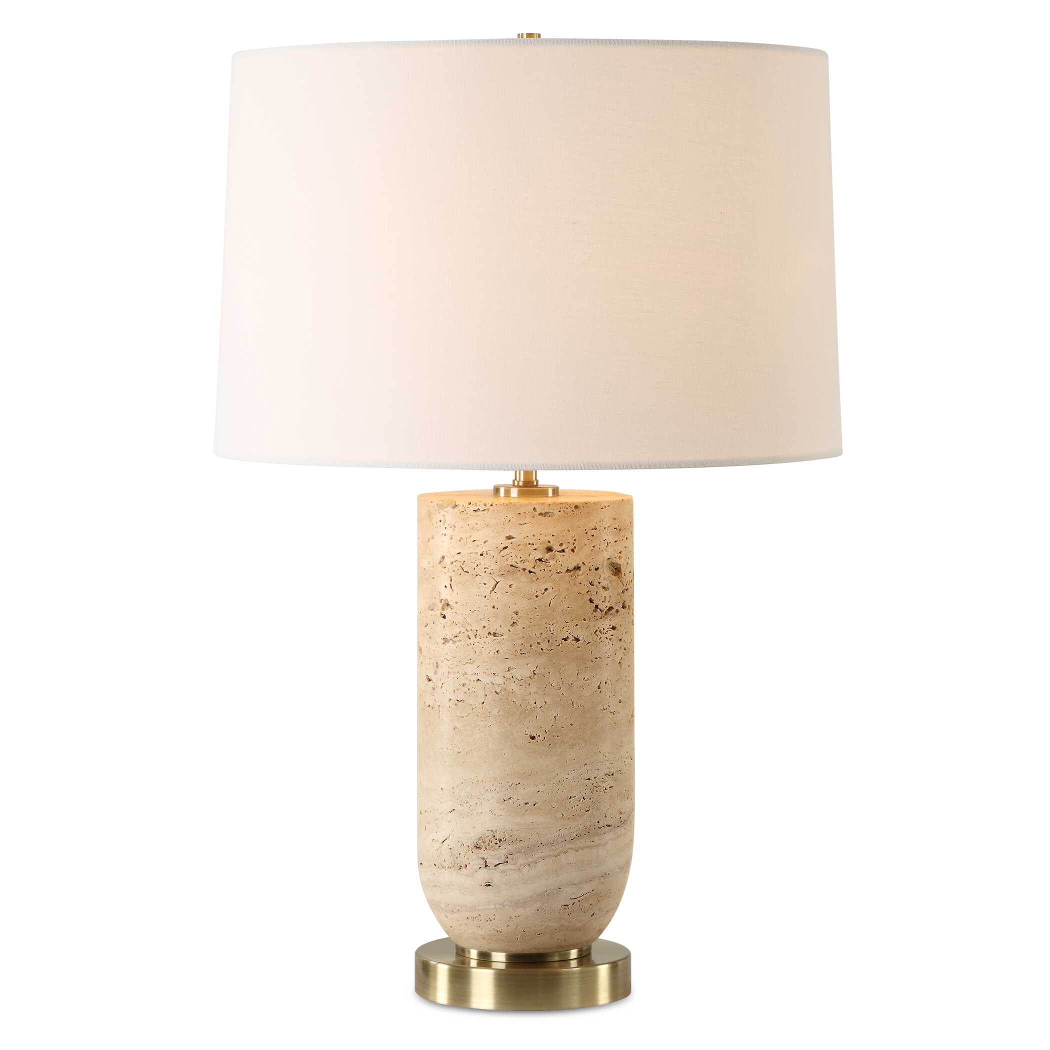 Aubrey Travertine Table Lamp, by Uttermost, 16" width x 24.5" height x 16" depth View 1