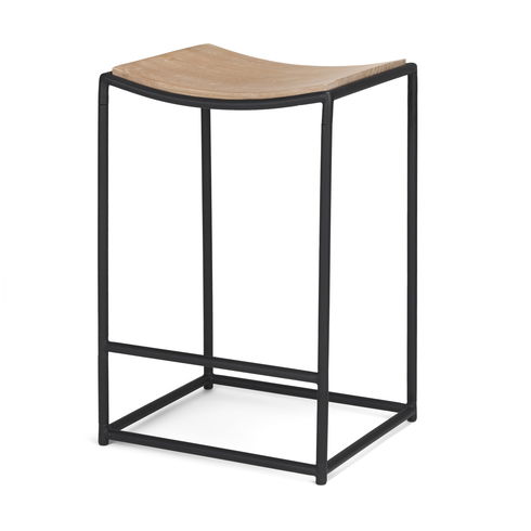 Taniel Light Brown Wood with Black Metal Counter Stool