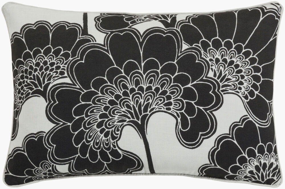 Japanese Floral Lumbar Pillow, Decorative Pillow by Surya, 13" length x 20" width