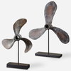 Propellers Rust Sculptures Set/2, Figurines & Statue by Uttermost, 16" width x 20.5" height x 4" depth thumbnail 1