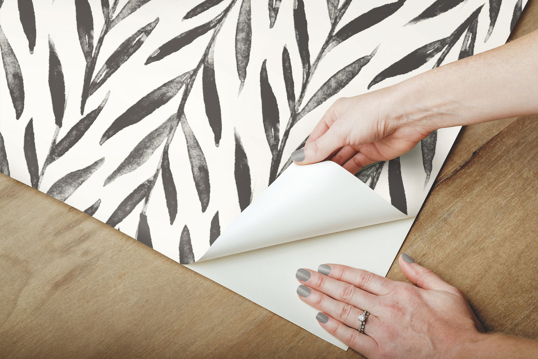 Magnolia Home Willow Black Peel & Stick Wallpaper large image 