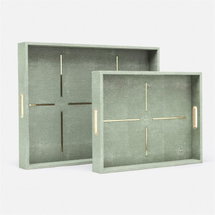 Online Designer Combined Living/Dining DAINA, Tray, S/2, Sage, Realistic Faux Shagreen.