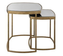 Online Designer Living Room Clara Glass Nesting Tables, Antique Gold